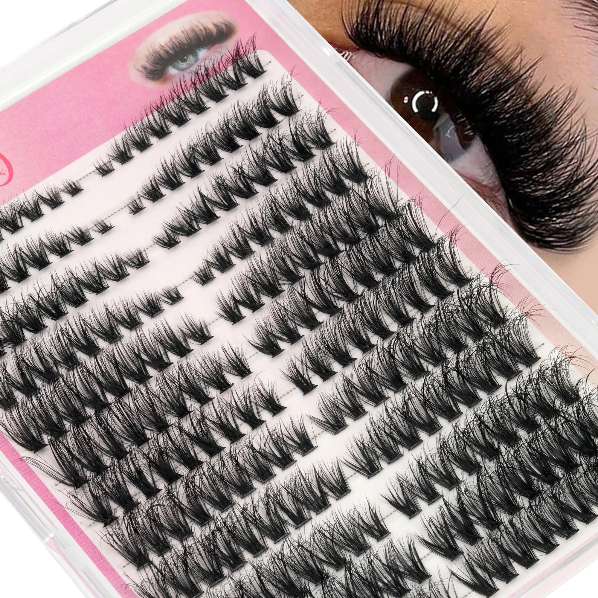 216 Pcs 100D Super Dense False Eyelashes, DD Curl, Natural Volume, 3D Glitter, Cat Eye Style, Soft & Comfortable, Reusable, DIY Cluster Lash, DIY Easy Wear, Makeup