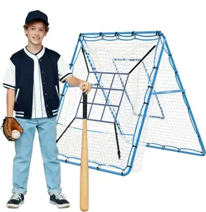 2-in-1 Baseball Rebounder Net with 9 Holes, Adjustable Baseball Bounce Back Trainer, Portable Multi-Sport Softball and Baseball Trpment Forey & More