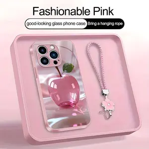 Luxury Crystal Apple Phone Case Metallic Cover with Lanyard for iPhone 15 Pro Max--975