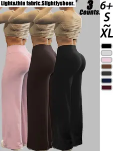 Women's High Waist Elastic Yoga Pants, Abdominal Control, Wide Leg Sports Pants, Gym Running Jogging, Durable Structure, Comfortable Fit