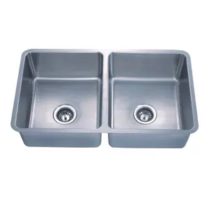 Dowell 30" Kitchen Undermount Double Bowl Sink - Two 13-1/2" Bowls, 9" Deep, Small Radius Corners, Stainless Steel 18 Gauge - 6005 Series