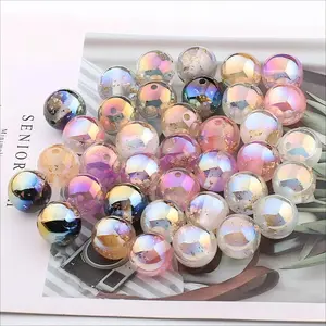 Optical Resin Gold & Silver Foil Beads - Vertical Hole Round Beads in 15 Mixed Colors for Crafting and Jewelry Making