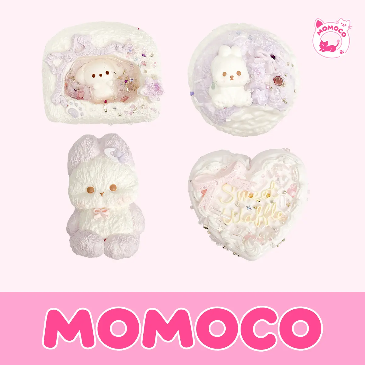 [MOMOCO New Arrival] Best-Selling Purple Cutie Collection | Dreamy Lavender Squishies, Ultimate Stress Relief! Soft Squishy Texture + Sparkly Glitter, Heal Your Mood with One Squeeze!