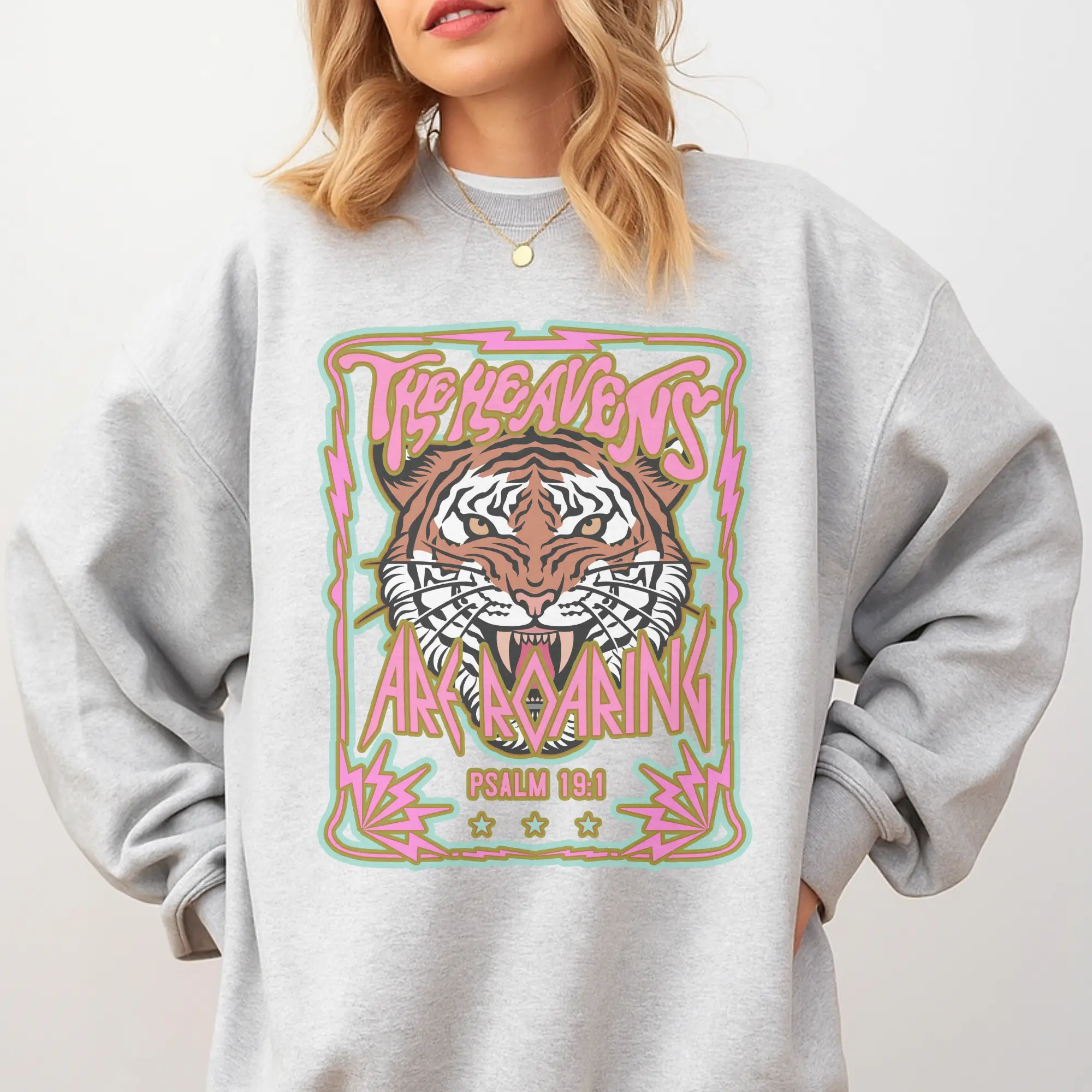 Faith The Heavens Are Roaring - Ash Grey - Sublimation-  - Unisex Jersey Sweatshirt