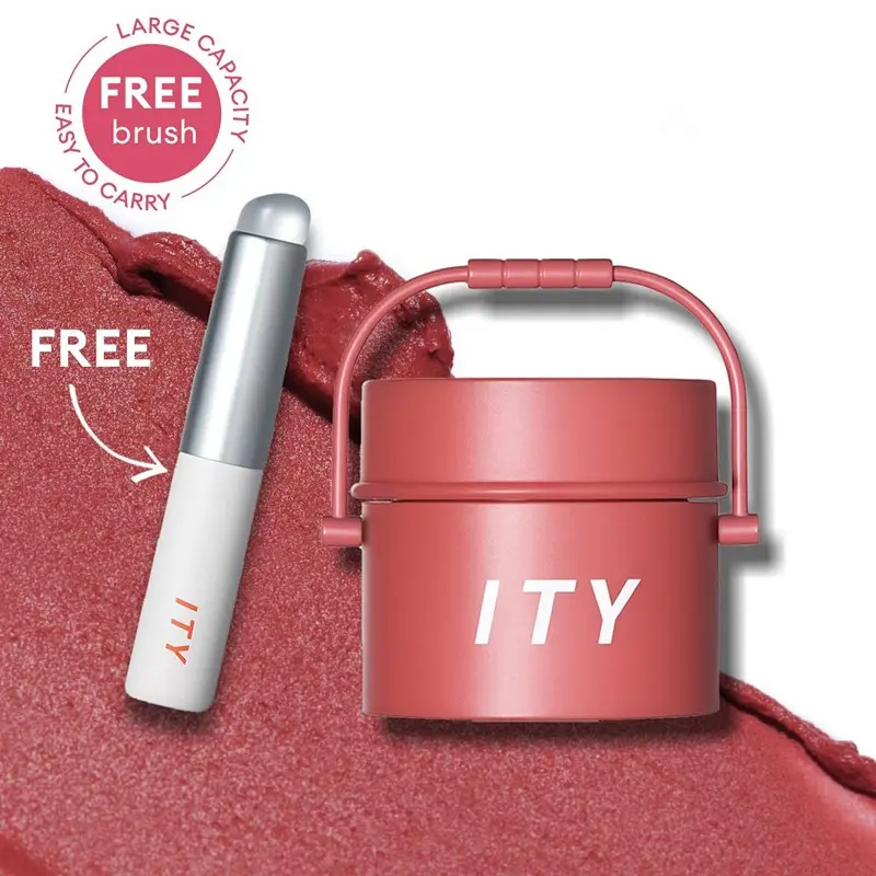 ITY Pudding Pot Lip and Cheek Clay Soft Matte Lipstick Velvet Satin Lip Mud with Brush Makeup Cosmetic it y blush