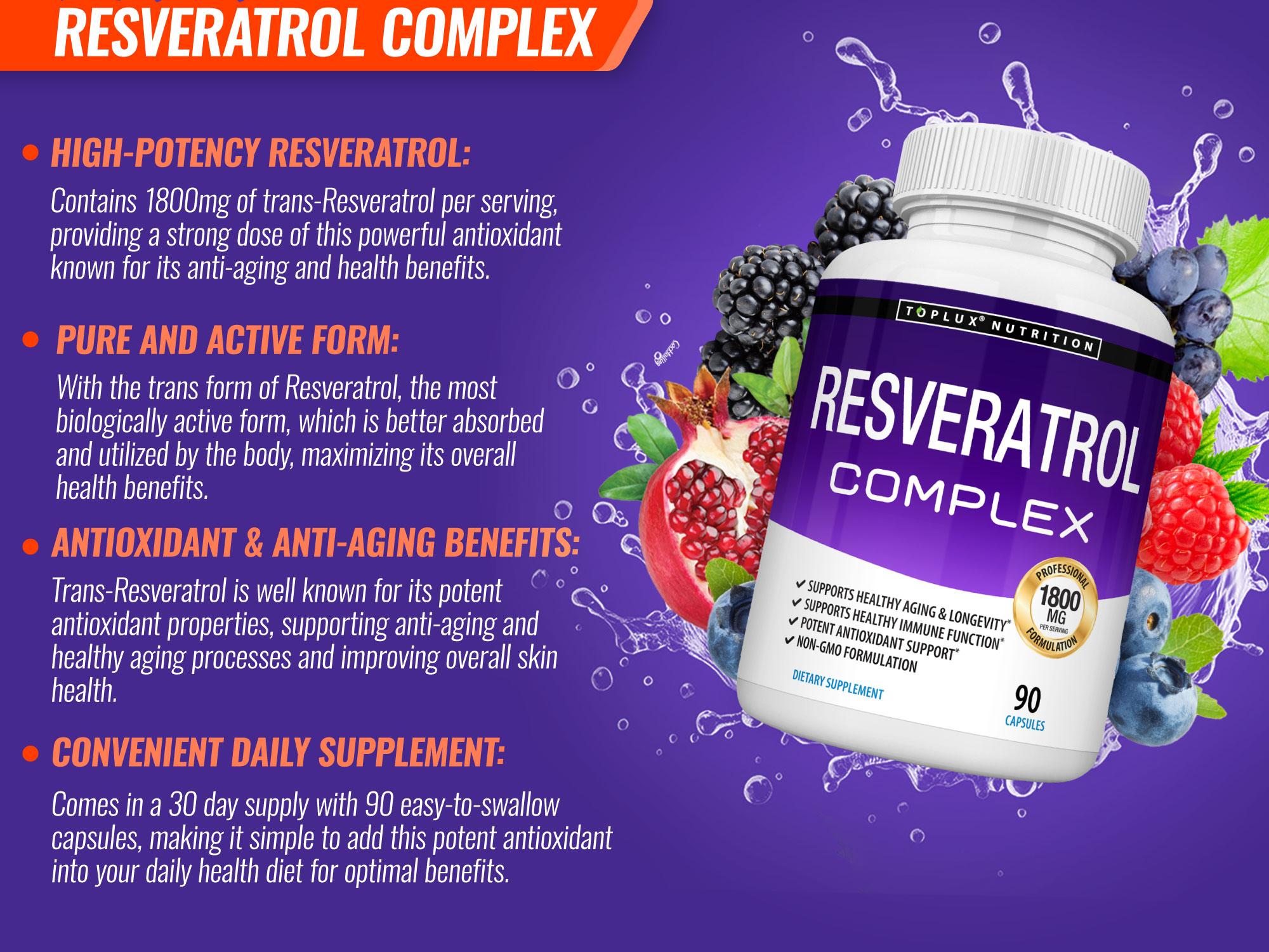 Resveratrol Supplement 1800mg Natural Antioxidant
