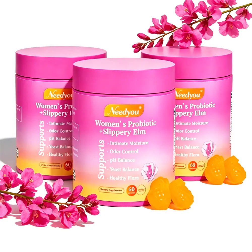 Women's Healthcare Feminine Probiotics Gummies, Slippery Elm Comfort Blend Prebiotics & Lactobacillus, Optimize Vaginal Flora, Maintain Ideal pH, 60 Pineapple Gummies