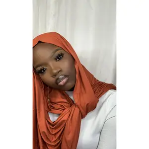 Premium Jersey Rust Orange Hijab - Stretchy Medium Light Material 180x70cm Cotton Maxi Drape Shawl