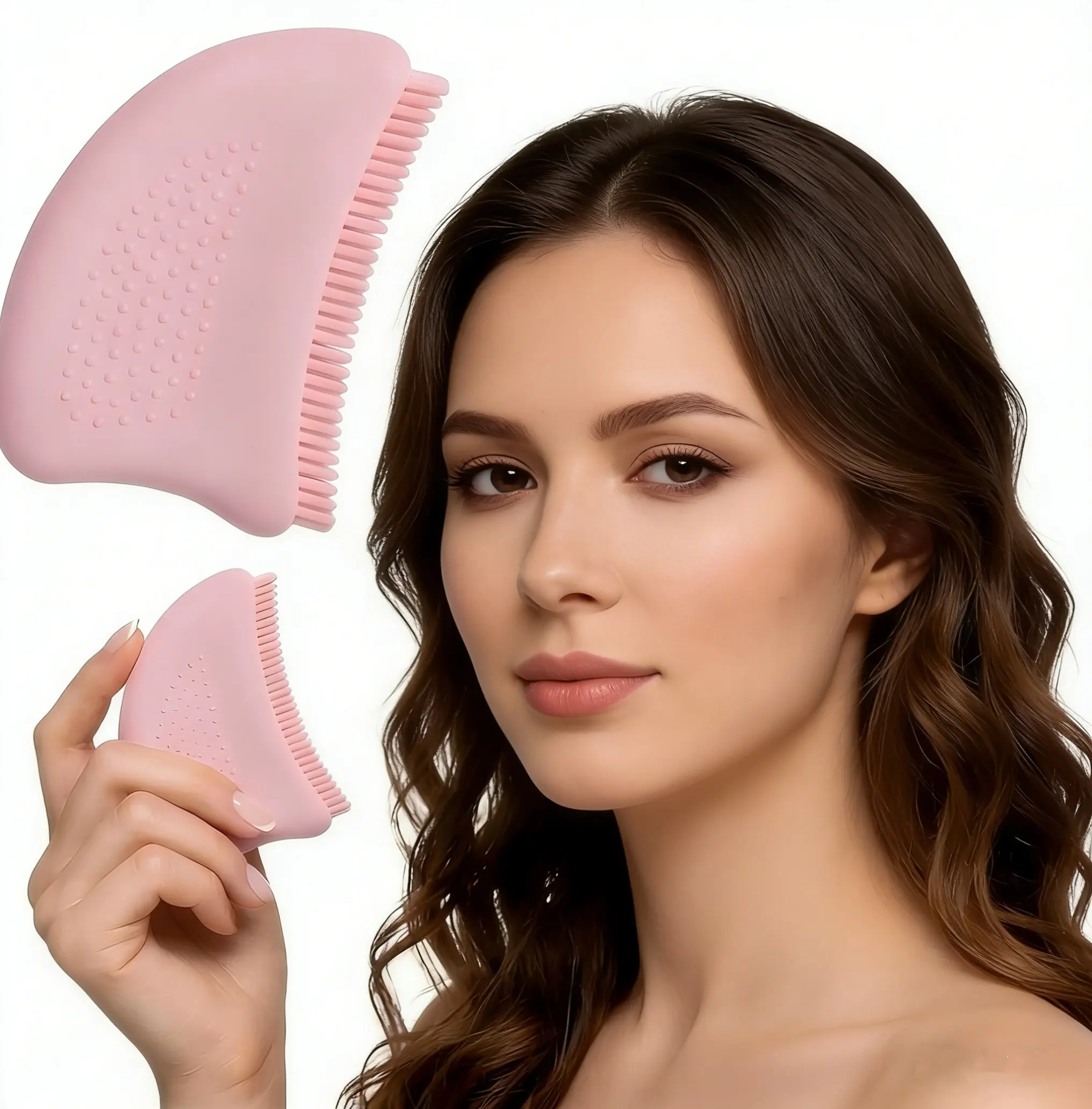 Lymphatic Contour Face Brush, Silicone Facial Sculpting & Gua Sha Massager, Face Depuffer Tool for Jawline, Neck & Sensitive Skin