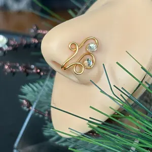 GOLDEN FLOWERS Nose Cuff  Non-Piercing Jewelry in Silver Gold Copper & Bronze Tarnish Resistant Wire Fashion AccessoryLove