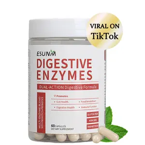 ESUNM Digestive Enzymes Capsules - Multi Enzymes, Probiotics & Prebiotics - 60ct for Gut Health & Bloating Relief - Dual-Action Digestive Support - Edible