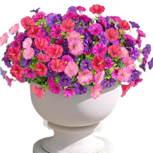 12pcs Fake Morning Glory Flowers,  Artificial Plants for Outdoor Hanging Basket, Window Box, Home Garden Porch Decor (No Water Needed)