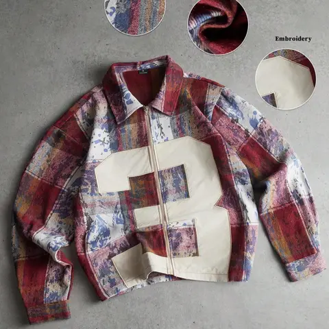 Unisex Vintage Street Style Plaid Patchwork Jacket, Trendy Fashion Outerwear for Casual Daily Wear, High-Street Culture Gift，Suitable for streetwear, Y2K style, casual everyday wear, men's gifts, and couple's outfits.