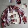 Unisex Vintage Street Style Plaid Patchwork Jacket, Trendy Fashion Outerwear for Casual Daily Wear, High-Street Culture Gift,Suitable for streetwear, Y2K style, casual everyday wear, men's gifts, and couple's outfits.