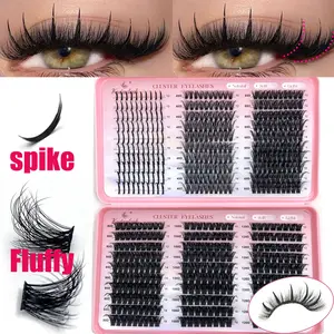 Russian Lash Extensions Kit Spikes Lash Individuals 100D 120D Volume Eyelash Clusters D-Curly Lash Clusters Kit 10-20MM DIY Eyelash Extensions,6 Styles Wispy&Ultra Soft Lash Clusters Spike Lashes Individual Lash Clusters Lashes Extension Set
