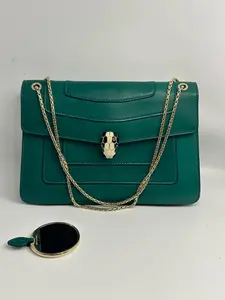 Pre-owned Bvlgari Serpenti Medium Shoulder Bag (Emerald Green) Size: 27 × 18 cm