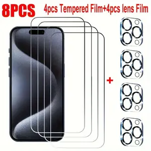 Ultimate Screen Protector Kit for iPhone 17/16/15/14/13/12/11 Pro Max Pro Plus Mini iPhone 11 and Up - 8-in-1 with Tempered Glass and Camera Lens Protectors