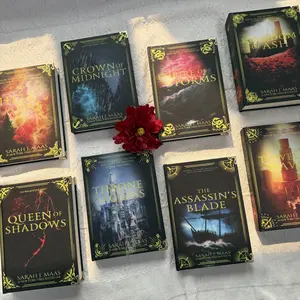 Throne of Glass Complete 8-Book Series | Sarah J. Maas Special Edition Hardcover Set | Floral Spine Art & Gold Metal Corners | Handmade US Collector's Edition