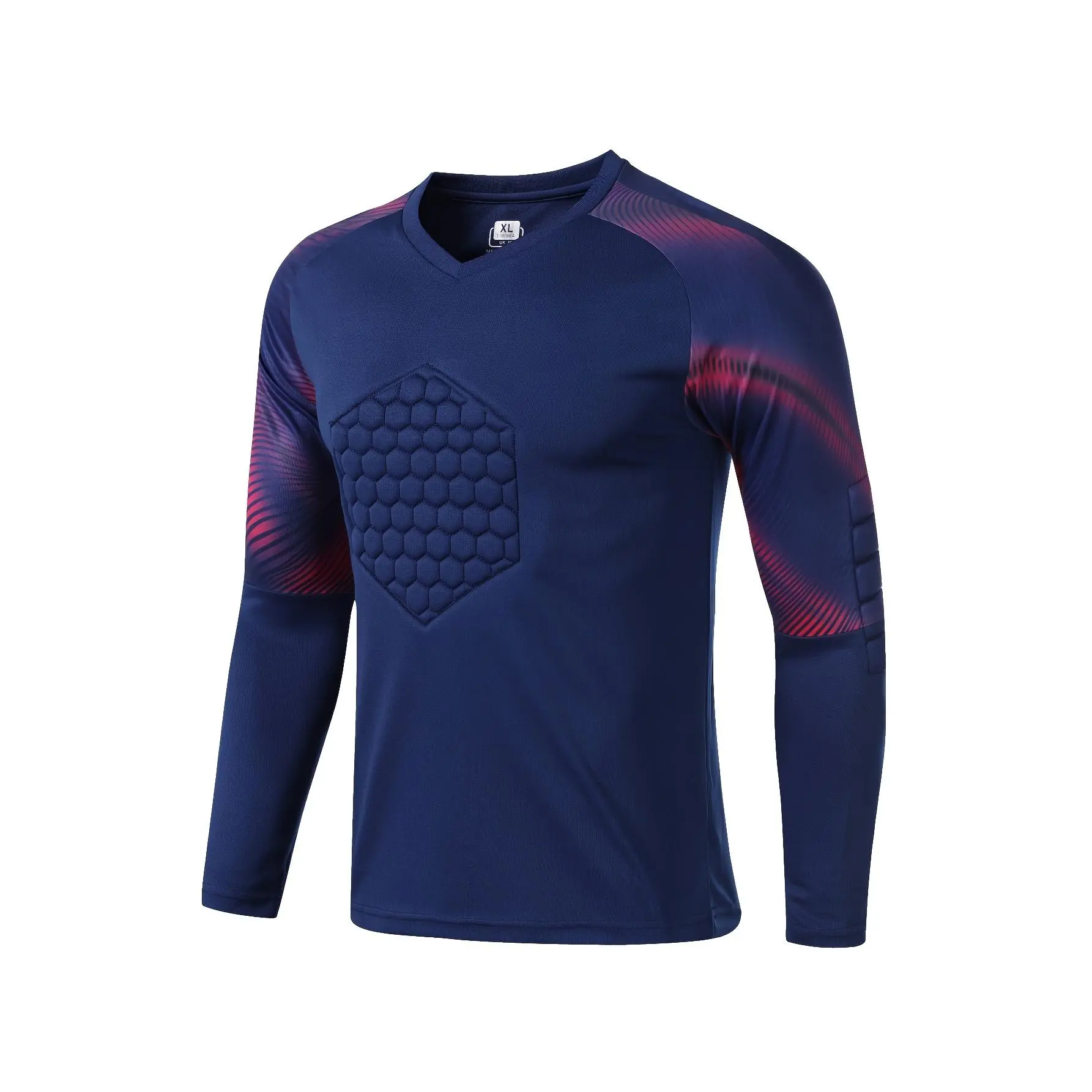 Men's Quick-Dry Soccer Goalkeeper Jersey with Chest & Elbow Pads - Breathable, Color Block Design for Training & Running