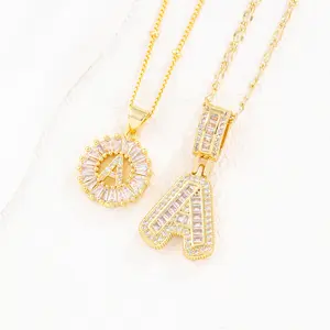 2 Count initial Letter Necklace Set with Zirconia Stones |     Golden/Silver Bubble Necklaces for Women |     Iced Out Necklace For Men |     Anniversary Gift |     Letter Alphabet Necklace Zircon Stone pendant necklace initial zirconia stone dealsforyoud