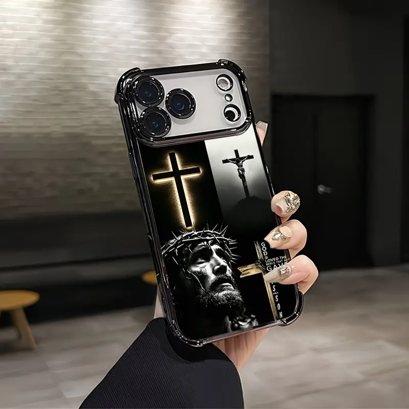 Jesus Crown Of Thorns Cross Religious Aesthetic Design Pattern Casing For iPhone 17 16 15 14 13 12 Samsung 22 23 24 25 Plus Pro Max Ultra Soft Silicon TPU Shockproof Protector Vintage Unique Fashion Mobile Phone Case