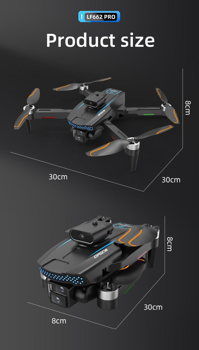 LF662 PRO 4K HD Triple Camera Flying Device, 360° Obstacle Avoidance Brushless Motor, 90° Electric Adjustable Lens, Foldable RC Aerial Camera with 20 Mins Flight Time, 1800mAh Battery, Optical Flow Hover, for Adults Beginners