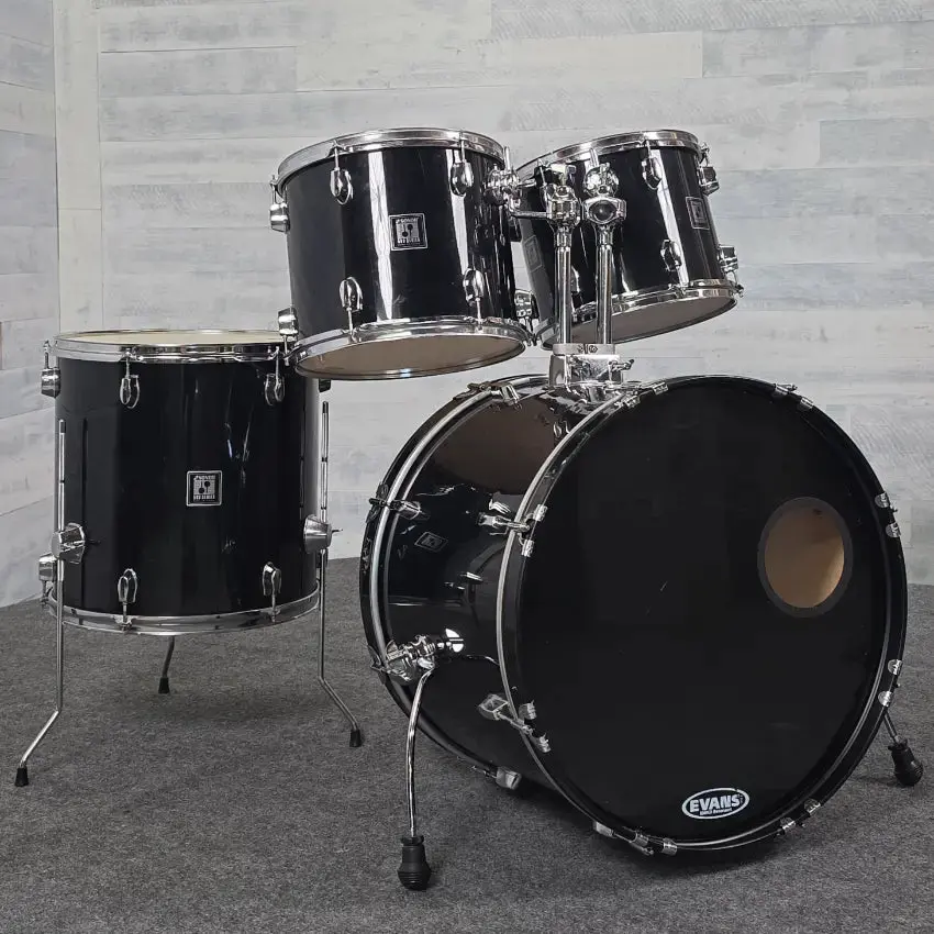 Used Sonor 503 4pc Drum Set Black Wrap - Fair