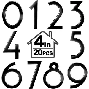 20 count House Numbers  Mailbox Numbers 4 Inch Self Adhesive Raised Stickers 0-9 Black Plastic Street Apartment Hotel Garden Office Door Signs(Black)