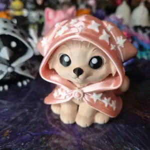 Mystical Dog Figurine in Star Hoodie Adorable Collectible Pet Statue for Home Decor