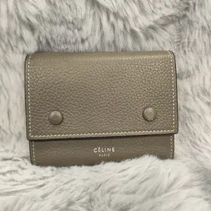 Pre-owned Celine Calfskin Clutches & Wristlets Grey Short Wallet XiaoTang0168