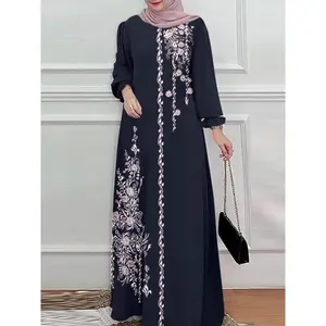 Women's Elegant Muslim Long Robe, Round Neck Long Sleeve Design, Comfortable Casual Wear for Autumn Season, Stylish Ladies Clothing, Muslim Women Gowns Can be used with a raincoat