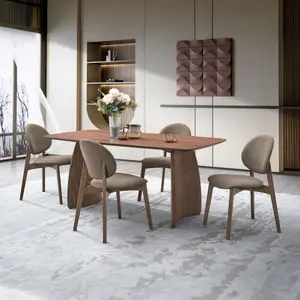Acme DN04165-5PC 5 pc Hadasa walnut finish wood mid-century modern dining table set