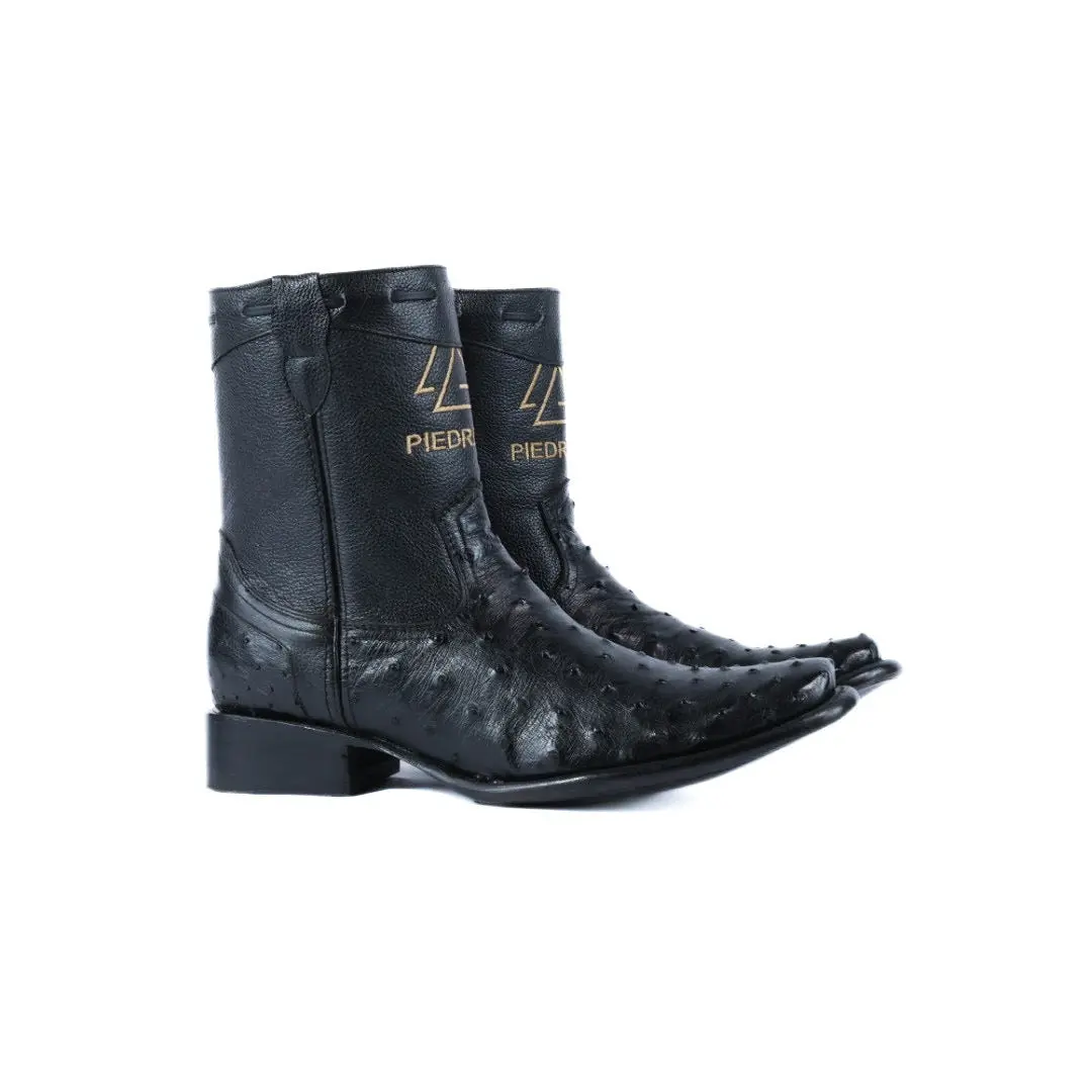 Black ostrich boot