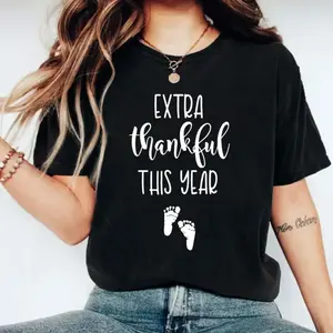 Extra Thankful This Year T-Shirt, Thanksgiving Pregnancy Shirt, Thanksgiving Maternity Tee, Christmas Pregnancy Announcement Tee, Fall Maternity Shirt