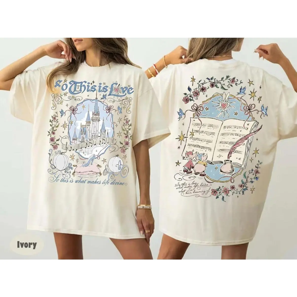Fairytale Castle Double Sided Graphic GildanTee, Whimsical Storybook Shirt, Vintage Princesscore T-Shirt, Fantasy Gift for Women, Comfortable Stretch, Moves with You, Classic Cuts, Always On Point