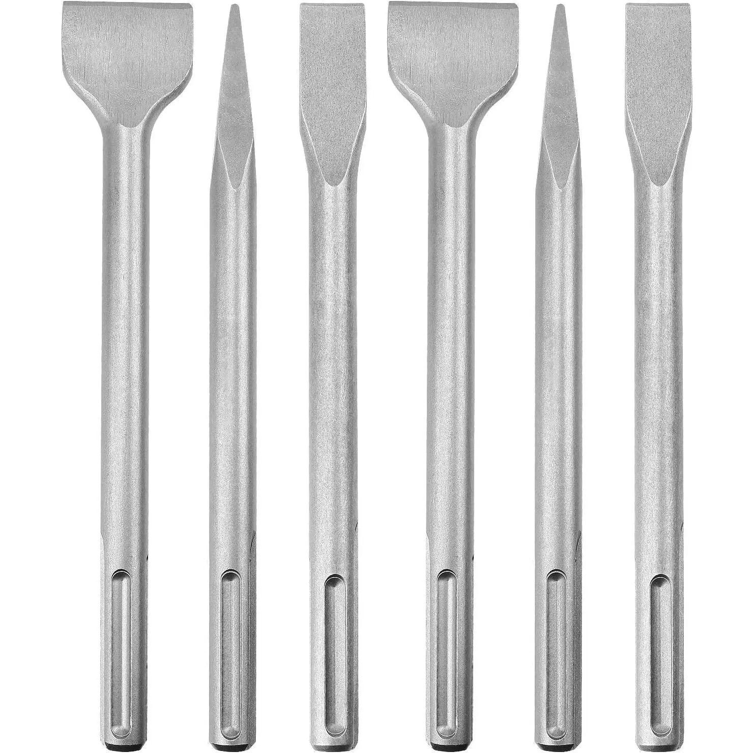 6-Piece SDS Max Concrete Drill Bit Set - Rotary Hammer Bits Including Point, Flat and Scaling Chisels JianShuLuxe