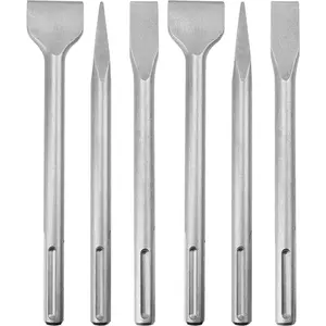 6-Piece SDS Max Concrete Drill Bit Set - Rotary Hammer Bits Including Point, Flat and Scaling Chisels