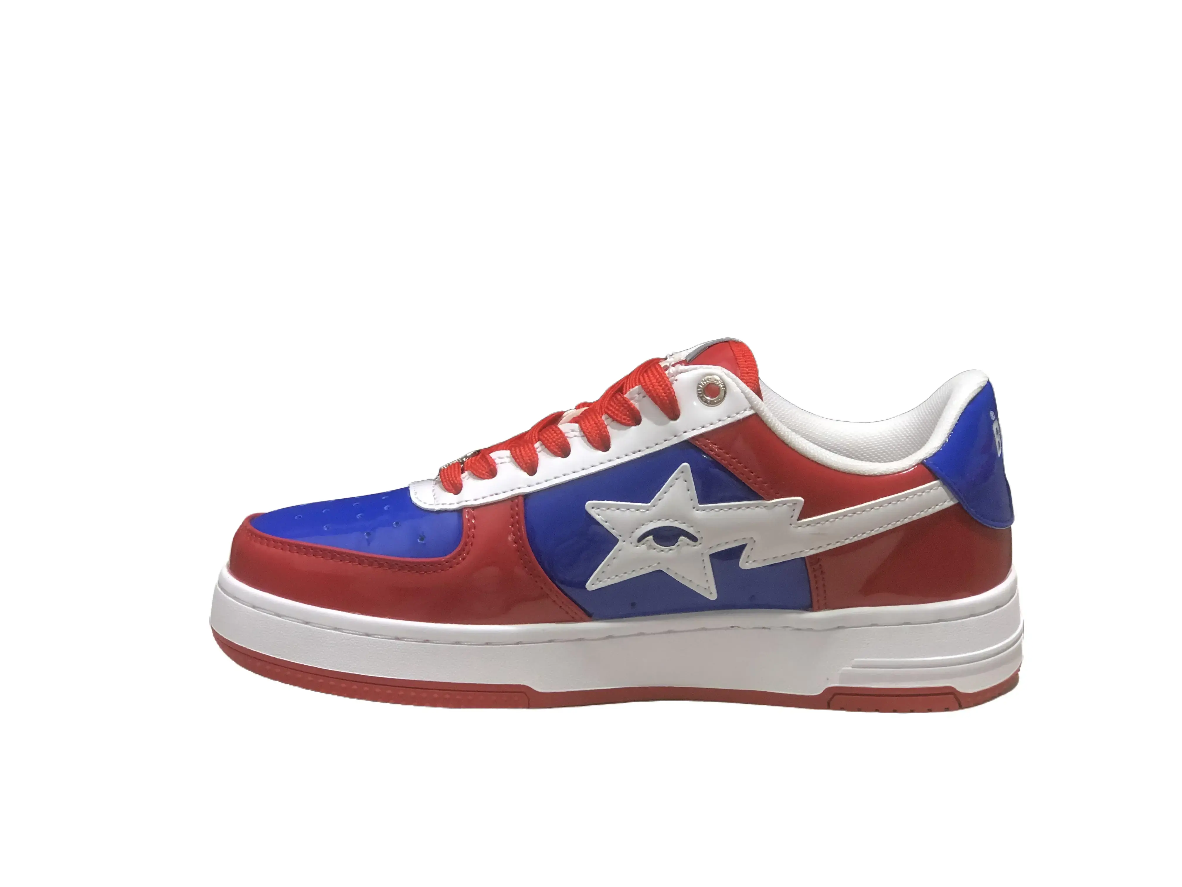 bold usa color pop street trainer red blue white palette breathable patent leather anti-fatigue footbed youth all-match daily skate sneakers