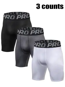 Men's Letter Print Shorts, Breathable and Soft Comfortable Tighter Fit Shapewear Compression Shorts for Daily Wear, Men's Shapewear for All Seasons