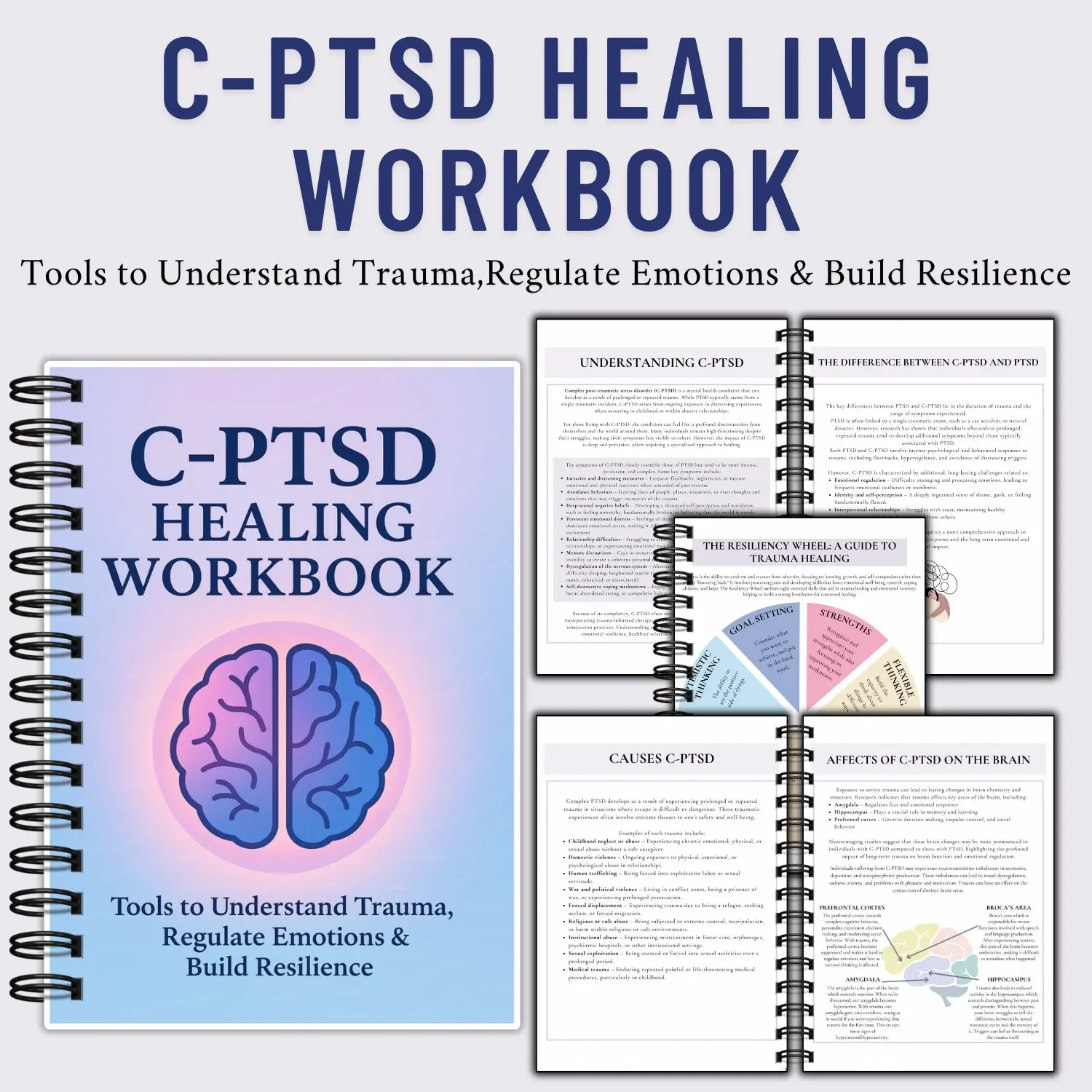 Trauma Planner Notebook for C-Ptsd Survivors, Trigger Tracking, Resilience Exercises, Mental Wellness Organizer, Emotional Regulation, Ptsd Management