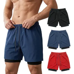 Sweet Wear 3PCS Women's 2-in-1 Running Shorts Built-in Liner Quick-Dry Breathable Workout Activewear Gym Fitness Outfit Elastic Adjustable Waist Double Layer Summer Yoga Casual Sportswear Bottoms