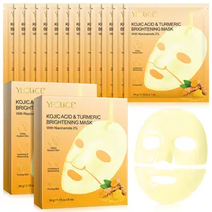 Yecuce Collagen Turmeric Kojic Acid Gel Mask, 2 Boxes, 6 Sheets, Contains 2% Niacinamide, Hydrating & Brightening, Suitable for Dry Skin