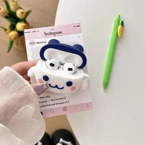 Cute blue hat elf silicone earphone protective case for Airpods 1 2 3 4 pro pro2 Headphone Accessories