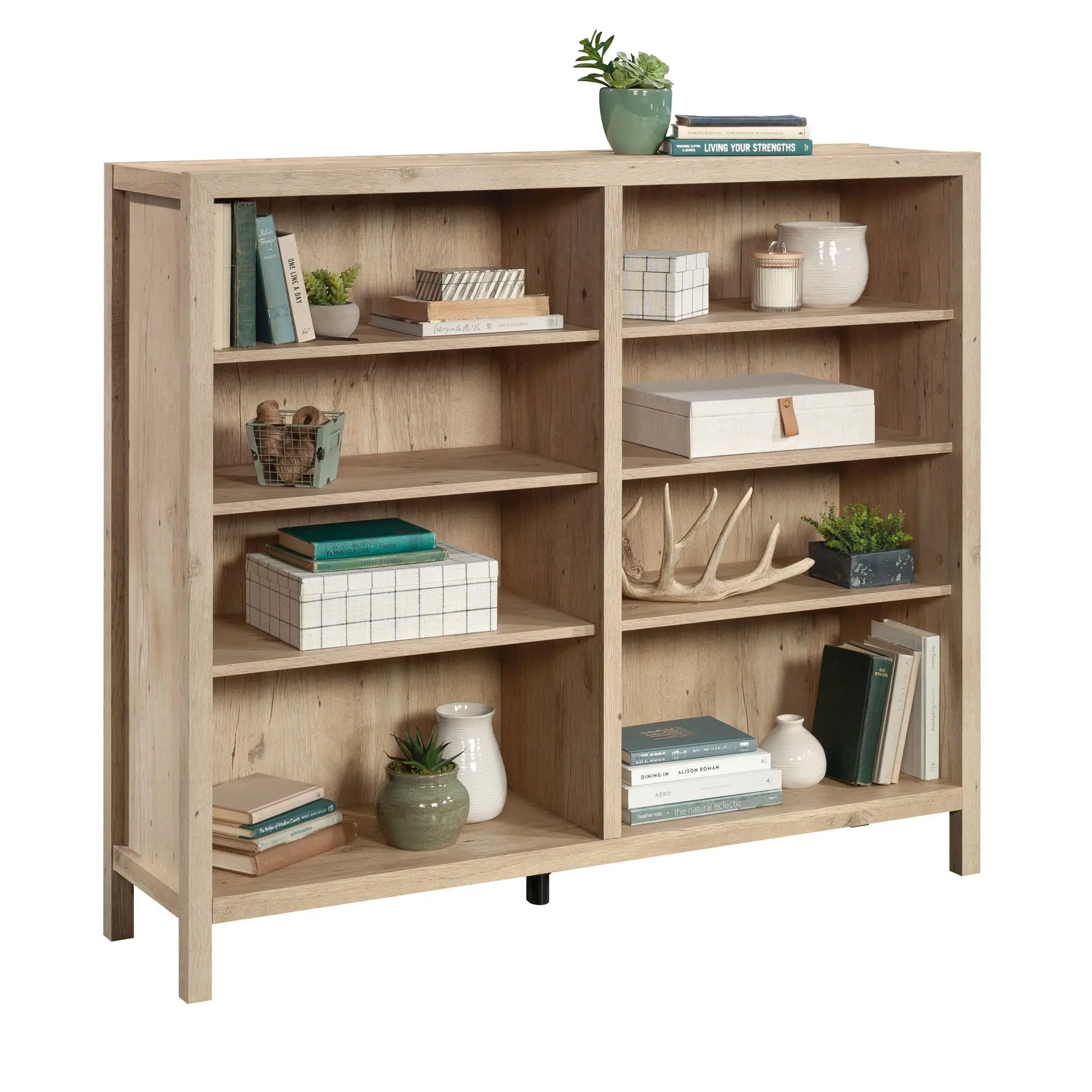 Sauder Pacific View Bookcase - Modern Minimalist Elegant Storage Solution, 4 Adjustable Shelves, Living Room Home Office Furniture for Books & Decor, Quick-Assembly Shelf, Living Room Use