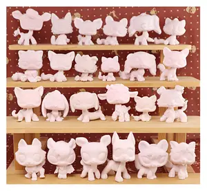 Random 12 pc White Base Blank Art Paint Set for Miniature Cat and Dog  - Perfect Art & Painting Set for Children Clay Handicraft