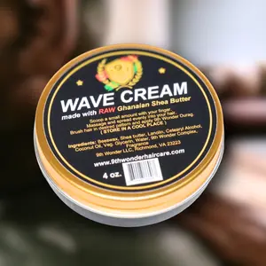 9th Wonder Wave Cream 4 oz Raw Ghanaian Shea Butter & Coconut Oil for Moisture & Shine Haircare Nourishing Formula Hydrating Gel