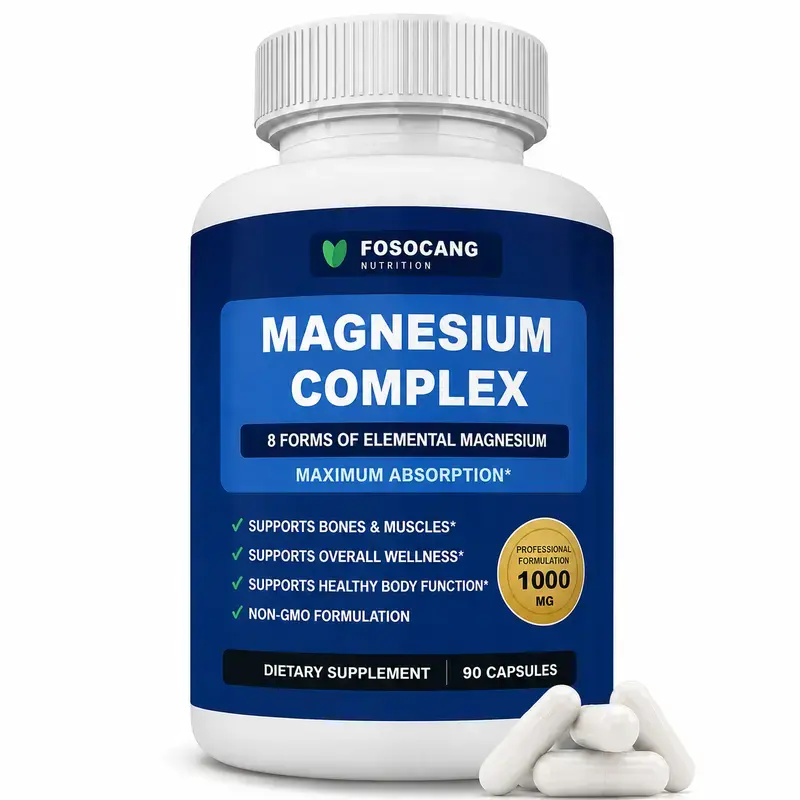 FoSoCang Magnesium Complex Capsule - 8 Essential Minerals Wellness Supplement, All-In-One & Bone Health Mineral Supplements for Fitness, Holiday Gifting, All-In-One Mineral Supplements