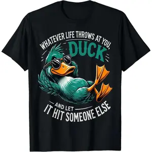 Men's Casual Cotton Round Neck Short-Sleeve Funny Duck Graphic T-Shirt - Comfortable Menswear Top for Teens