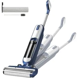 Cordless Vacuum Cleaner with Mop – Wet Dry Vacuum for Hard Floors & Carpet, Dual Tank Self-Cleaning, Anti-Tangle Brush, 25 Mins Runtime, Edge Cleaning – for Home Pet Hair (White/Black/Blue)