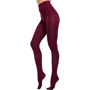 Women's 80D Ultra Soft Opaque Tights High Waist Solid Color Footed Pantyhose with  for Womenswear